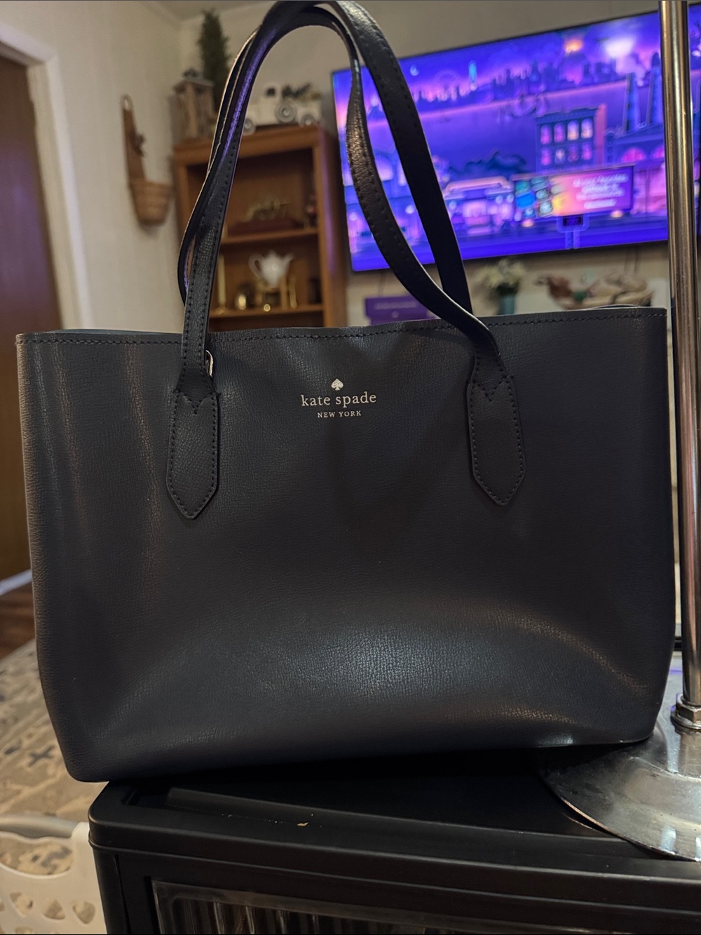 kate spade Blue Harper Leather Tote with Top Handles